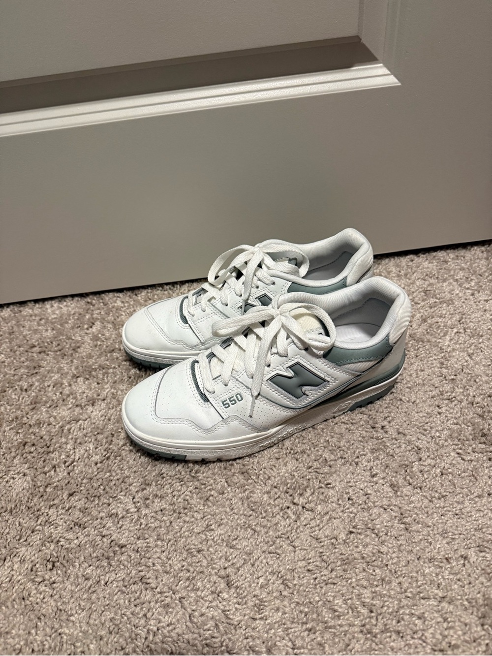 New Balance 550 White with Light Grayish-Blue Accents